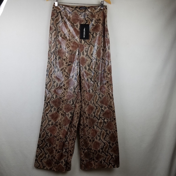 Pretty Little Thing Snake Skin Flared Leg Trousers - Picture 2 of 11